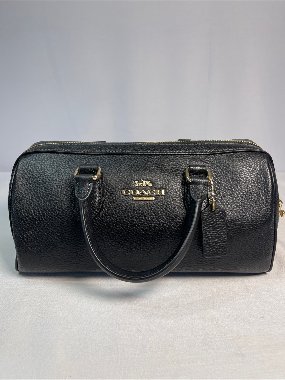 Coach Rowan Long Satchel Black Pebble Leather Crossbody CV964